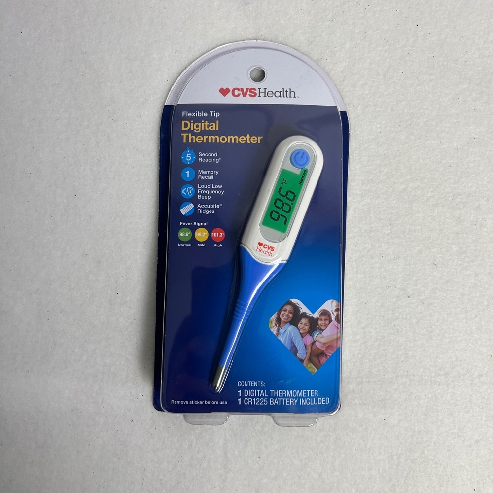 Medical Grade CVS Health Unisex Blue Flexible Tip 5-Second Digital Thermometer